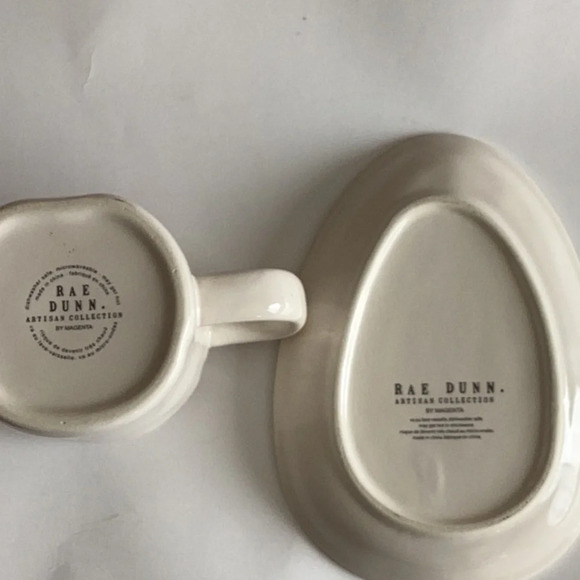 Rae Dunn Pottery Easter Bunny Mug & Oval Plate Set Hop Tableware Cups Drinkware - Picture 2 of 2